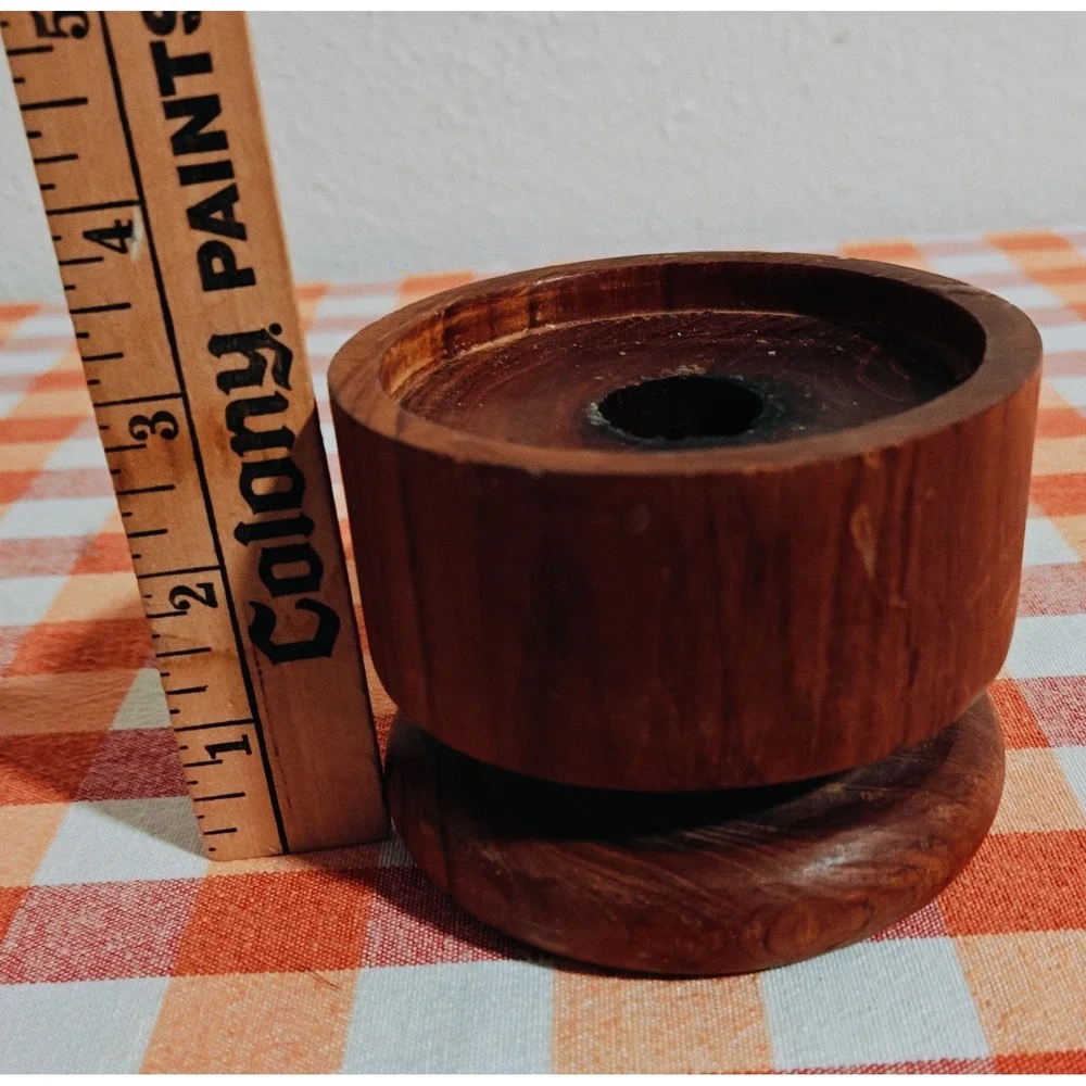 Vintage Mid Century Modern Kalmar Turned Wood‎  Teak Candle Holder